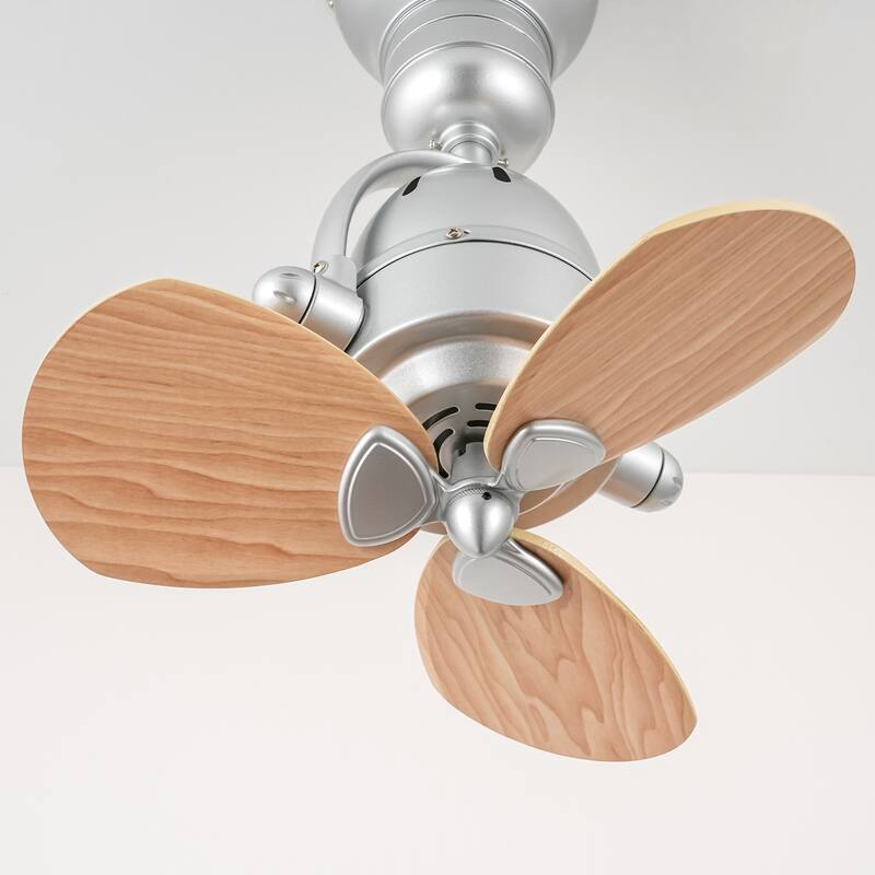 3-Blade Mid-Century Modern Solid Wood & Silver Metal Ceiling Fan with Remote for Living Room - 18.1 in. W x 18.1 in. H