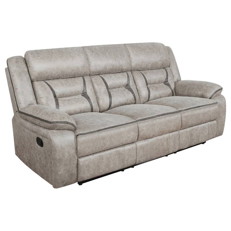 Garie 2pc Manual Reclining Sofa and Loveseat Set, Taupe Faux Leather
