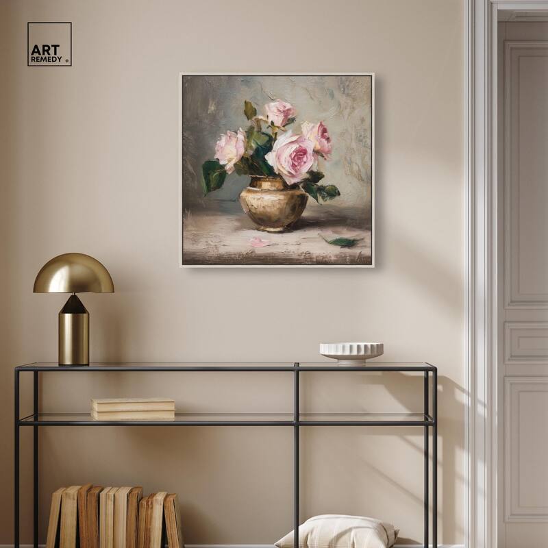 Pink Petals and Brass Canvas by Art Remedy