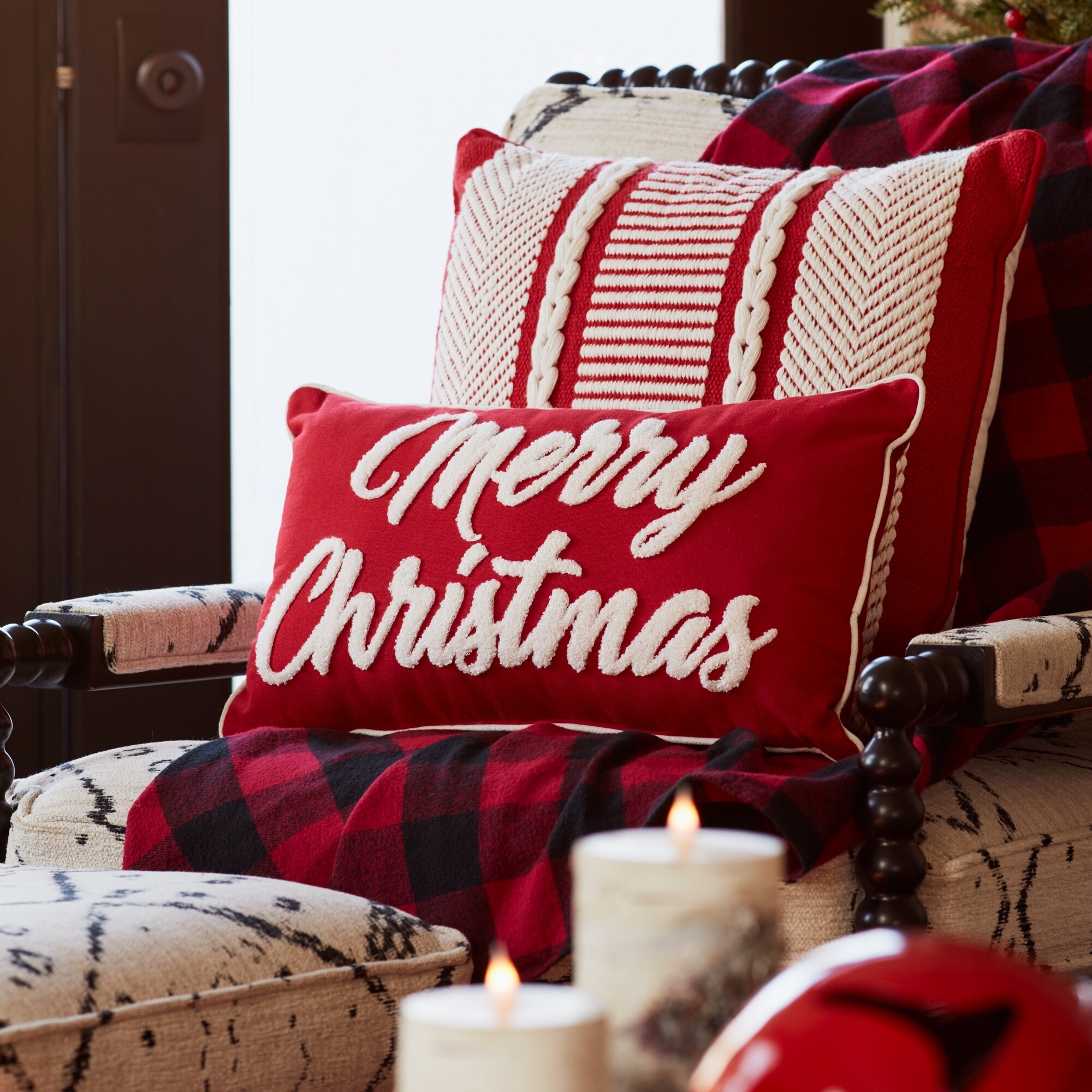 Merry Christmas Pillow White