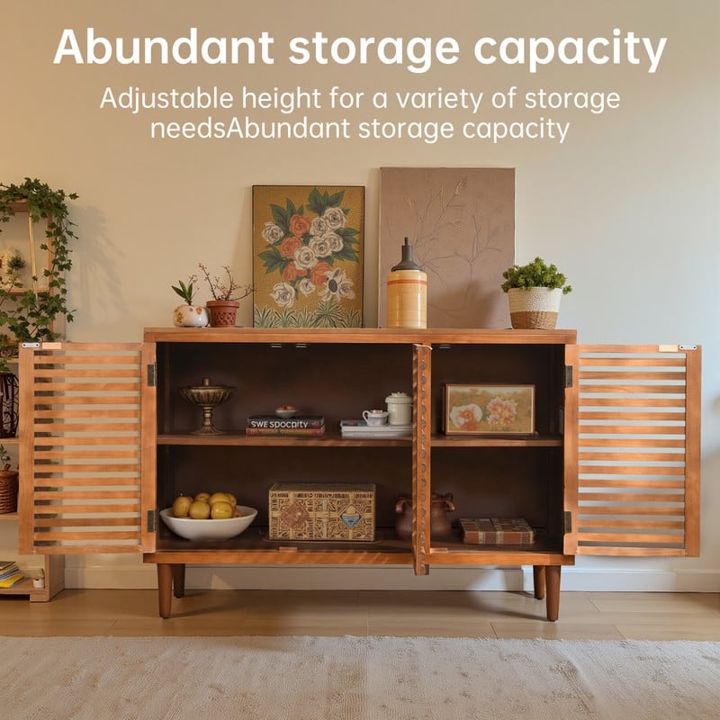 3-Door Storage Cabinet With Adjustable Shelves - Brown