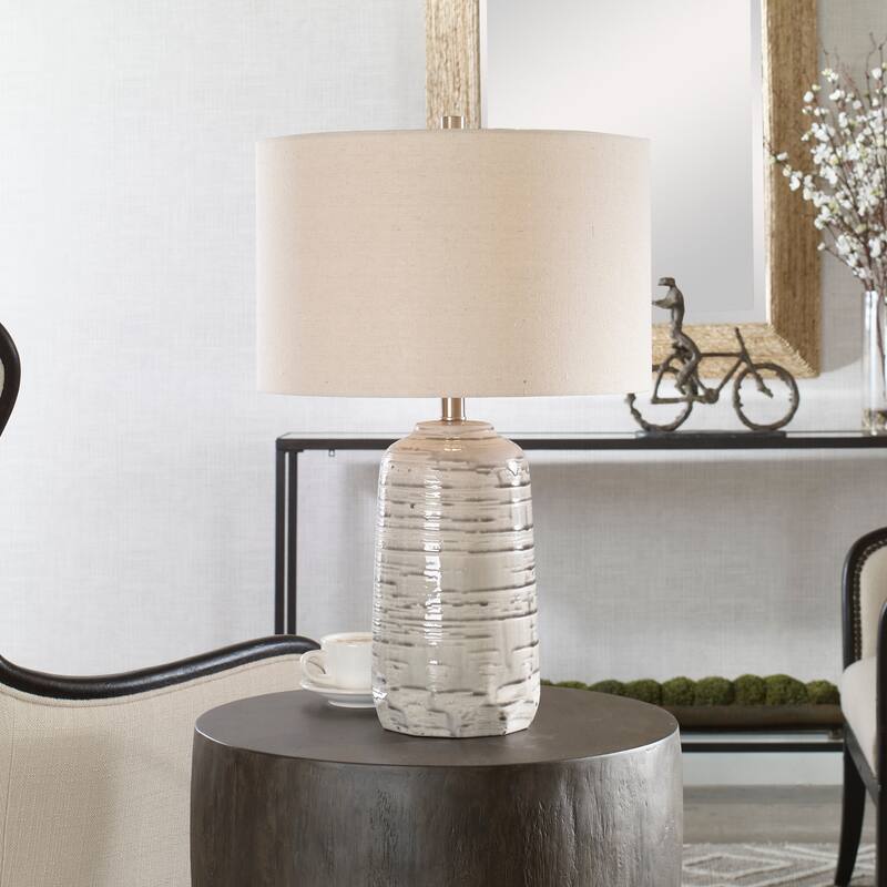 Uttermost Cyclone Ivory Table Lamp - 25"H,   Shade 10"H x 16"Dia.