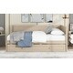 preview thumbnail 6 of 28, Twin Size Wood Daybed with Trundle and Guardrail, Solid Pine Frame, No Box Spring Required, Vintage Style for Bedroom, Beige