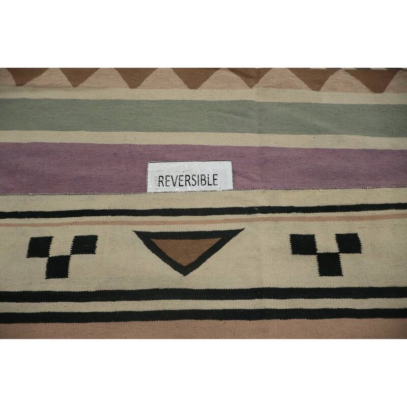 Hand Woven Oriental 100% Wool Carpet Southwestern Tribal Greys & Charcoal Kilim Area Rug - 18' 3'' X 11' 10''