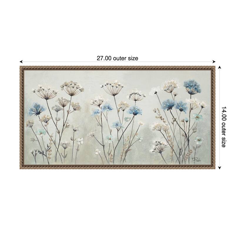 Jardin Azul Array by Patricia Pinto Framed Canvas Wall Art Print - Plastic - 27 x 14 in - Gold