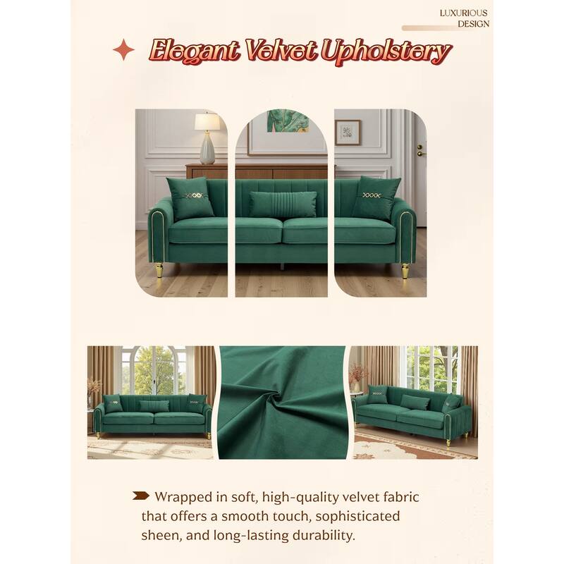87.4" Luxury Loveseat Sofa with Metal Legs, Round Arms