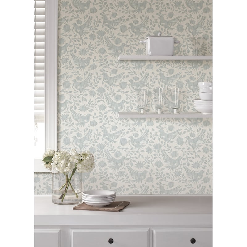 NuWallpaper Waverly Winged Serenade Blue Peel and Stick Wallpaper - N/A