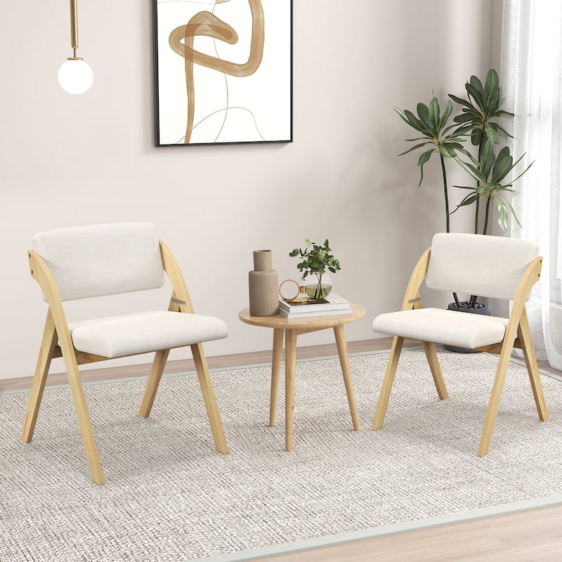 Gymax Set of 4 Dining Chairs Folding Kitchen Chair w/ Rubber Wood Legs