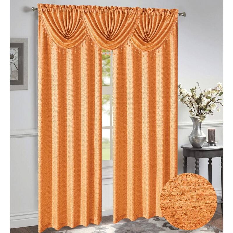 Norah Jacquard Rod Pocket Window Panel and Valance Treatments, All Sold Separately