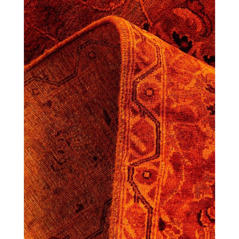 Overton Hand Knotted Wool Vintage Inspired Modern Contemporary Overdyed Orange Area Rug - 4' 7" x 7' 2"