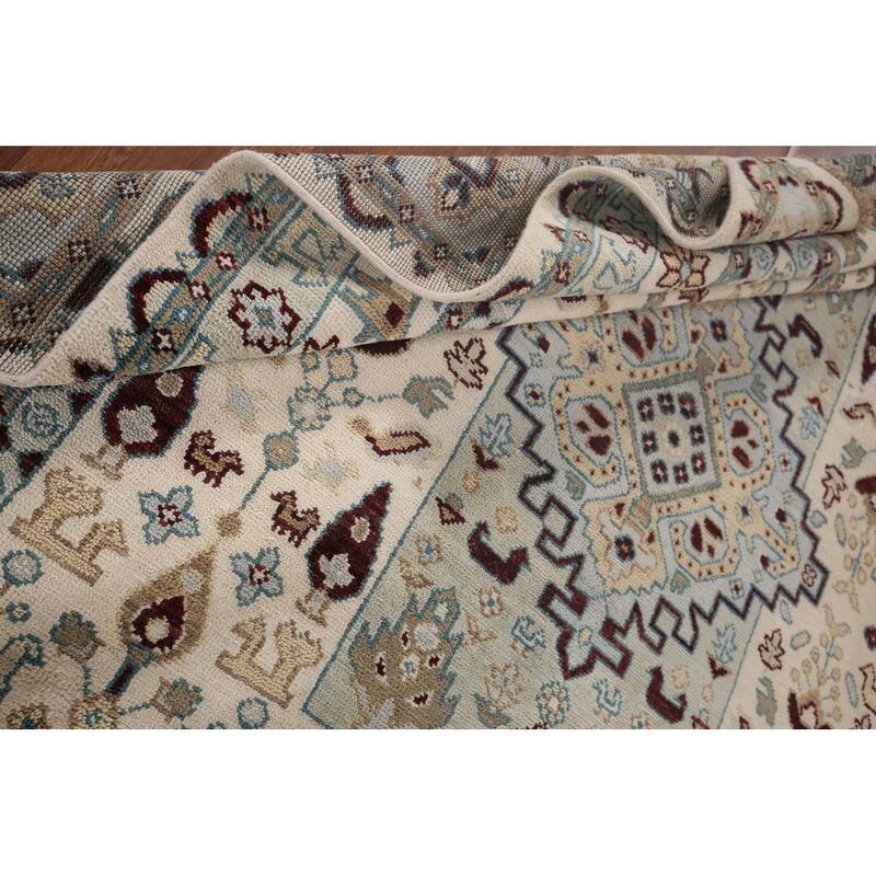 Tribal Geometric Heriz Serapi Area Rug Handmade Oriental Wool Carpet - 7'10"x 9'7"