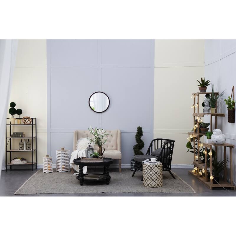 20" x 20" Circle Wall Mirror with Wooden Frame and Black Finish