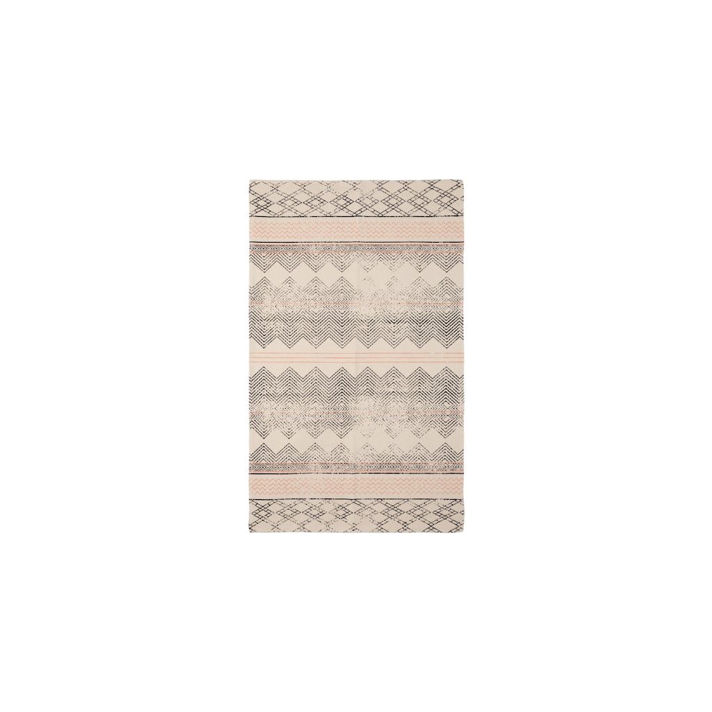 French Connection Stonewash Printed Cotton Boris Strawberry Accent Rug