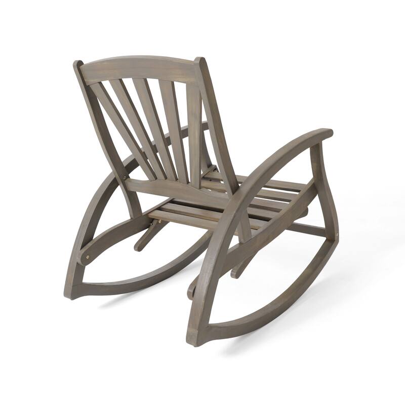 Outdoor Wood Rocking Chair with Retractable Footrests for Porch, Patio
