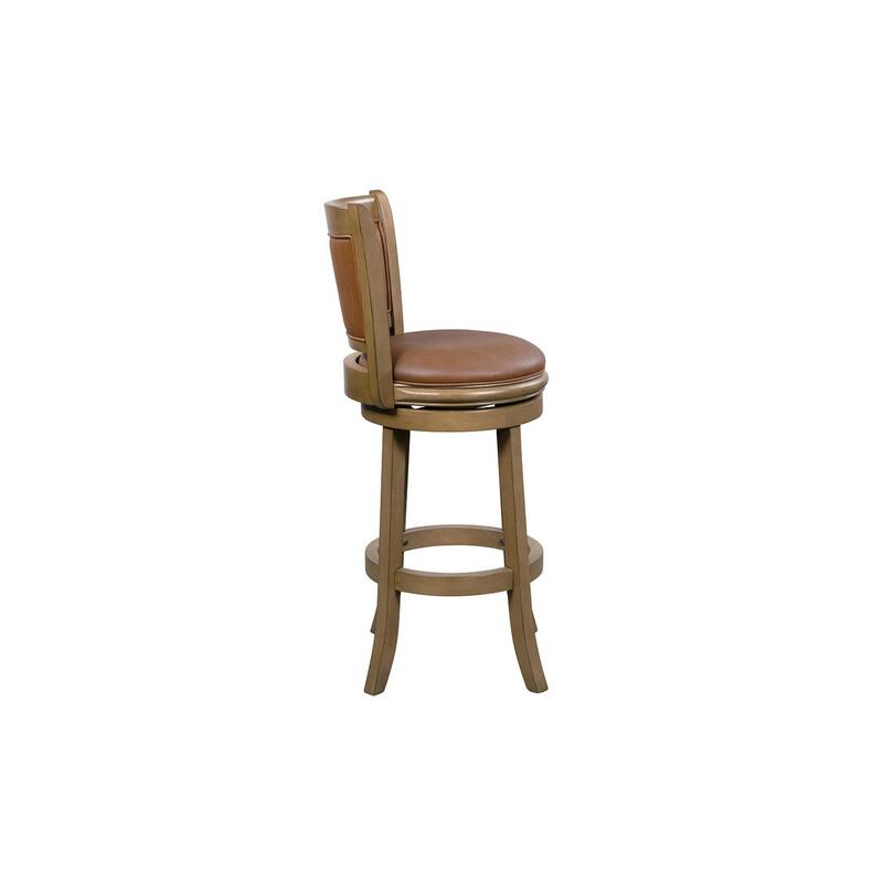 Haley 26 Inch Swivel Counter Height Chair Chestnut Brown Wood, Faux Leather