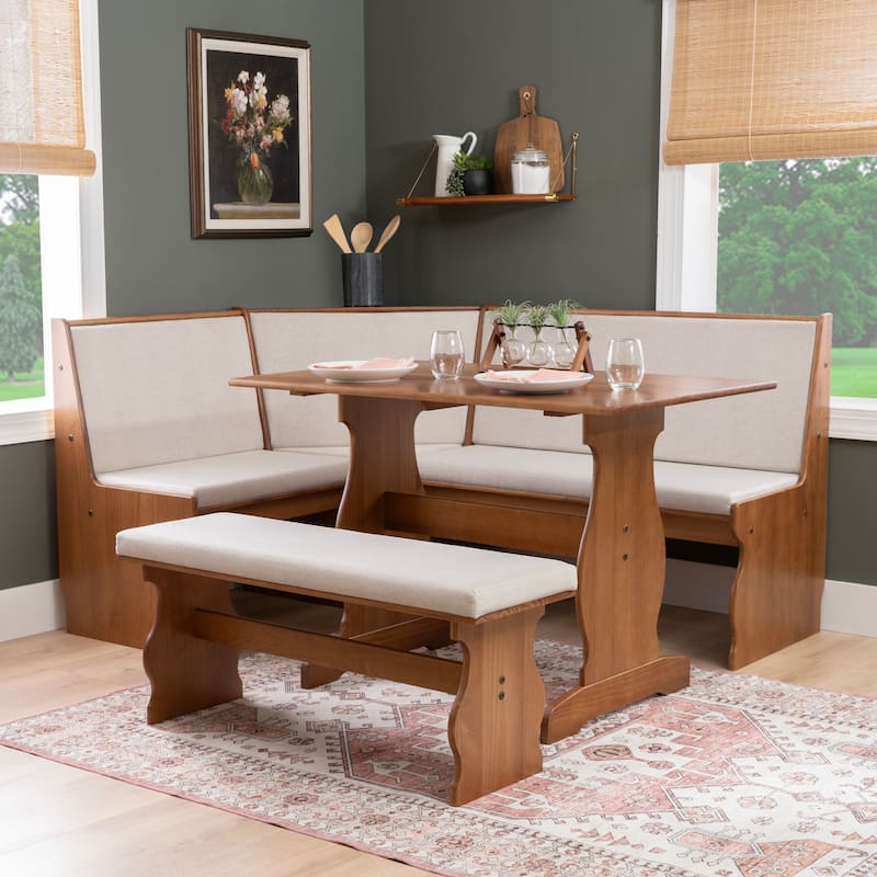 Hannah Breakfast Nook 3-piece Dining Set - Walnut/Beige