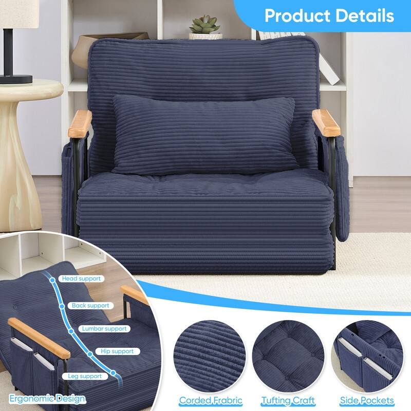 Mixoy Muti-Functional Folding Floor Sofa Bed,3-Seater,2-Seater,1-Seater Lazy Futon Sofa with 6 Position Adjustable Backrest