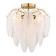preview thumbnail 8 of 10, Burbank 4-Light Muted Gold Brass Waterfall Semi Flush Mount Lighting Ceiling Fixture, White Leaf Glass Shade Entryway