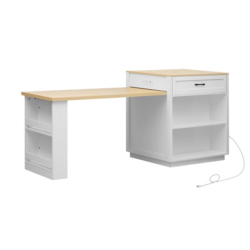 Tinny MDF Kitchen Island with Extendable Dining Table(32-in x28-in x36-in)