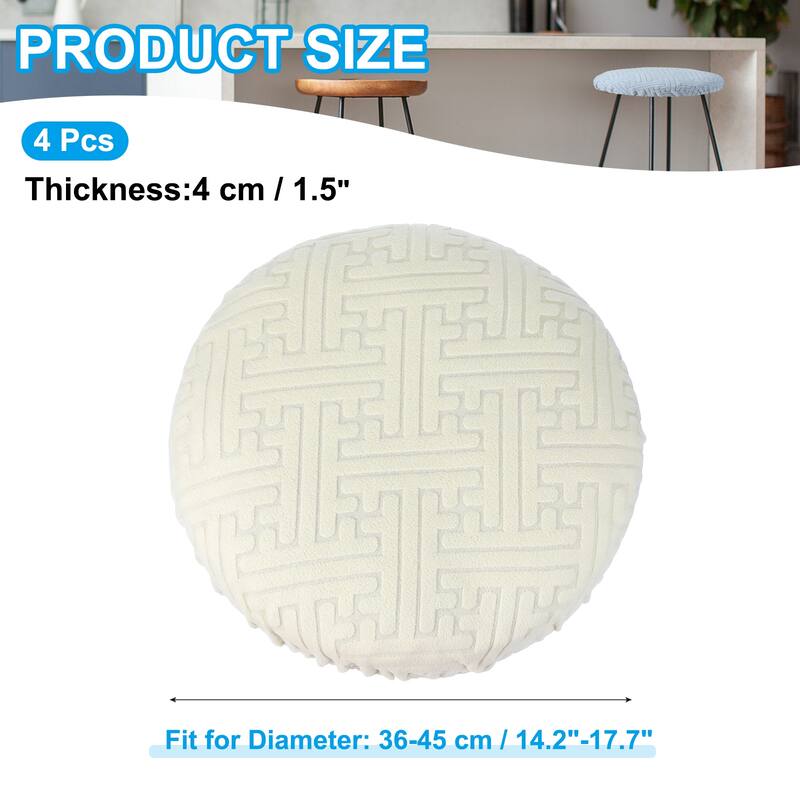 4 Pcs Bar Stool Cover Elastic Bar Stool Seat Covers for 14"-18" Chair - Beige
