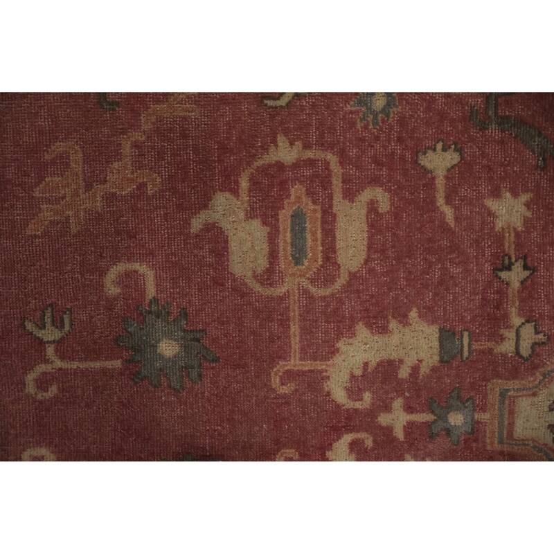Hand Knotted Oriental 100% Wool Carpet Traditional Floral Pink Ziegler Area Rug - 11' 4'' X 8' 10''