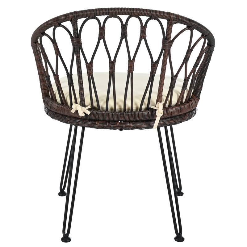 Outdoor Leisure Set, 2 Rattan Single Chairs with A Glass Round Table, Perfectly Suited for Patios, Balconies, and Courtyards
