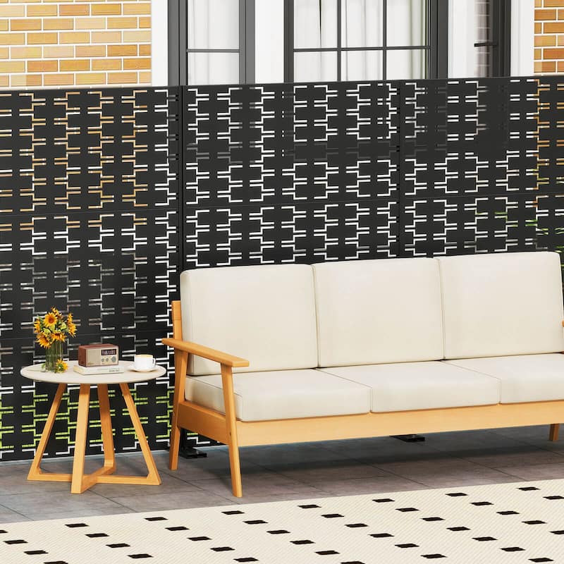 Costway 72”H x 48”W Metal Privacy Screen with Expansion Bolts & - See Details