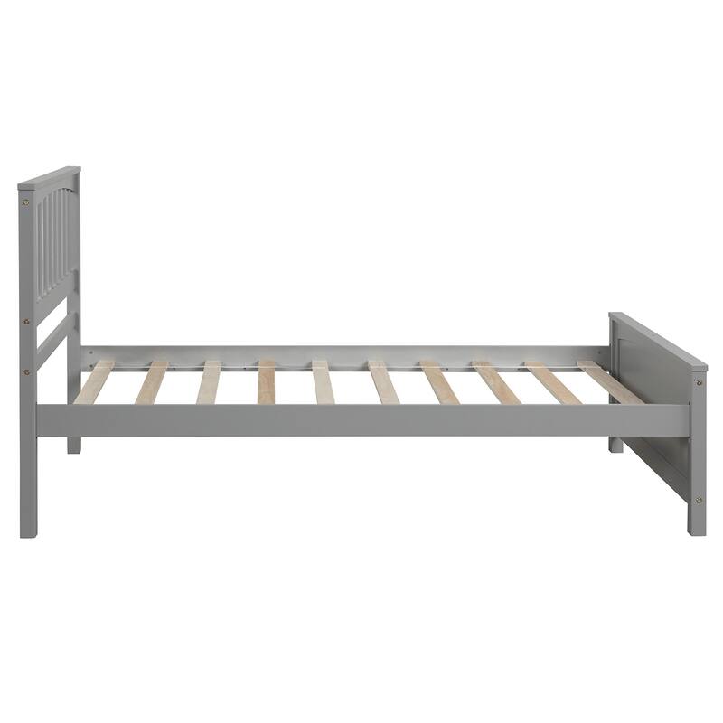 Durable Twin Wood Platform Bed Frame with Reinforced Slat Support, No Box Spring Required