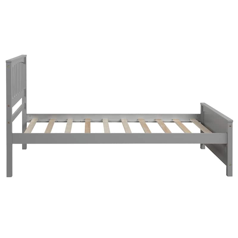 Twin XL Wood Platform Bed with Open Slat Headboard