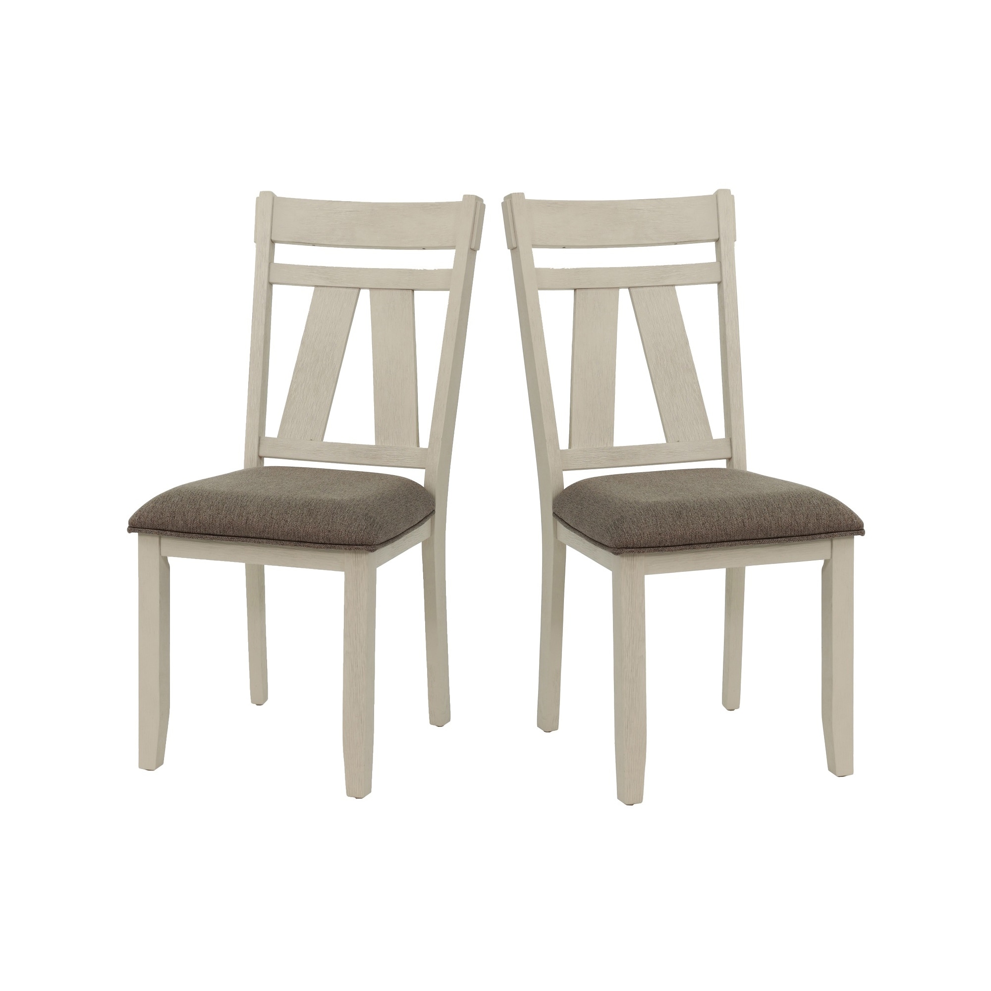 Set of 2 Dining Chairs with Upholstered Seat, White