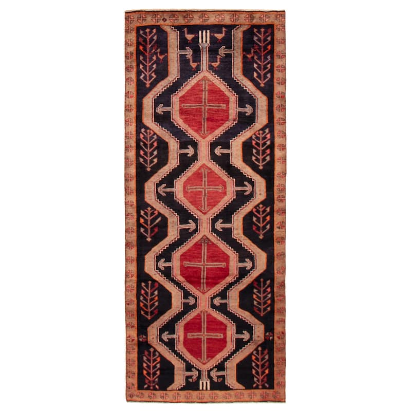 ECARPETGALLERY Hand-knotted Konya Anatolian Black, Red Wool Rug - 3'6 x 9'0 - Black/ Red - 3'6 x 9'0