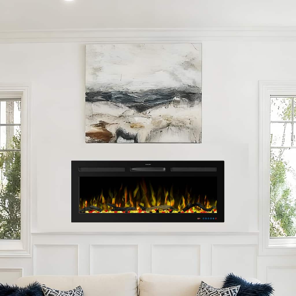 42" Modern Built-In Wall Mounted Smart Indoor Electric Fireplace with APP Control
