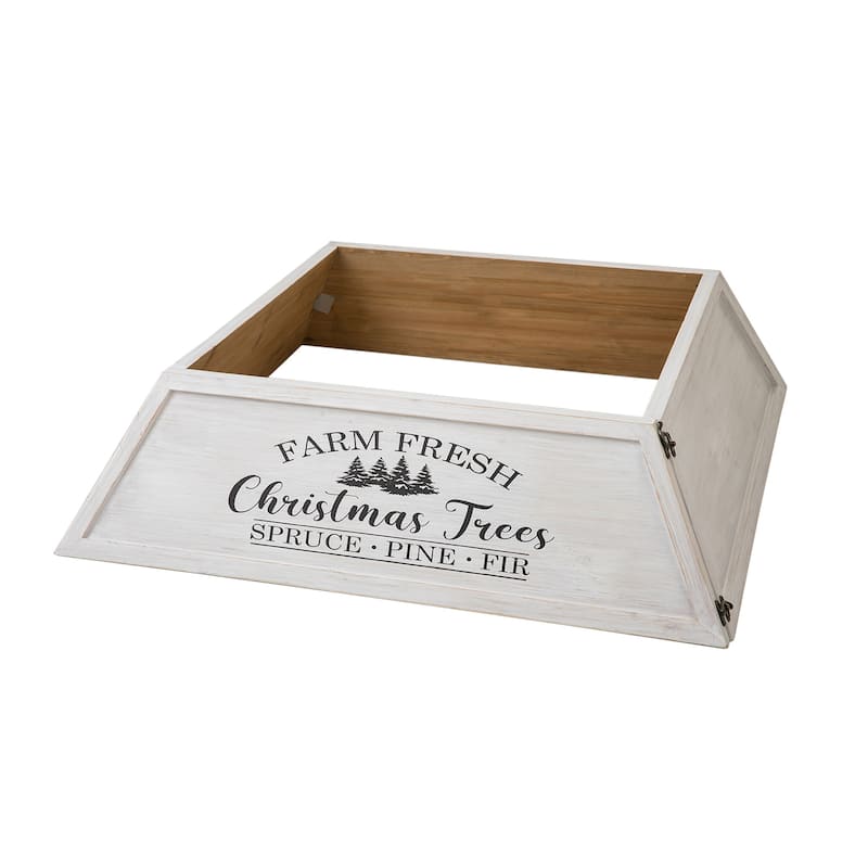 Glitzhome 26"L Wooden Trapezoid Farm Fresh Christmas Tree Collars
