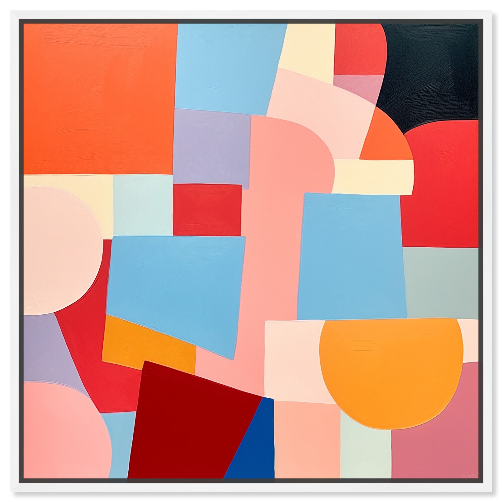 Square Shapes Area Canvas Retro Geometric Abstract Wall Art by Art Remedy