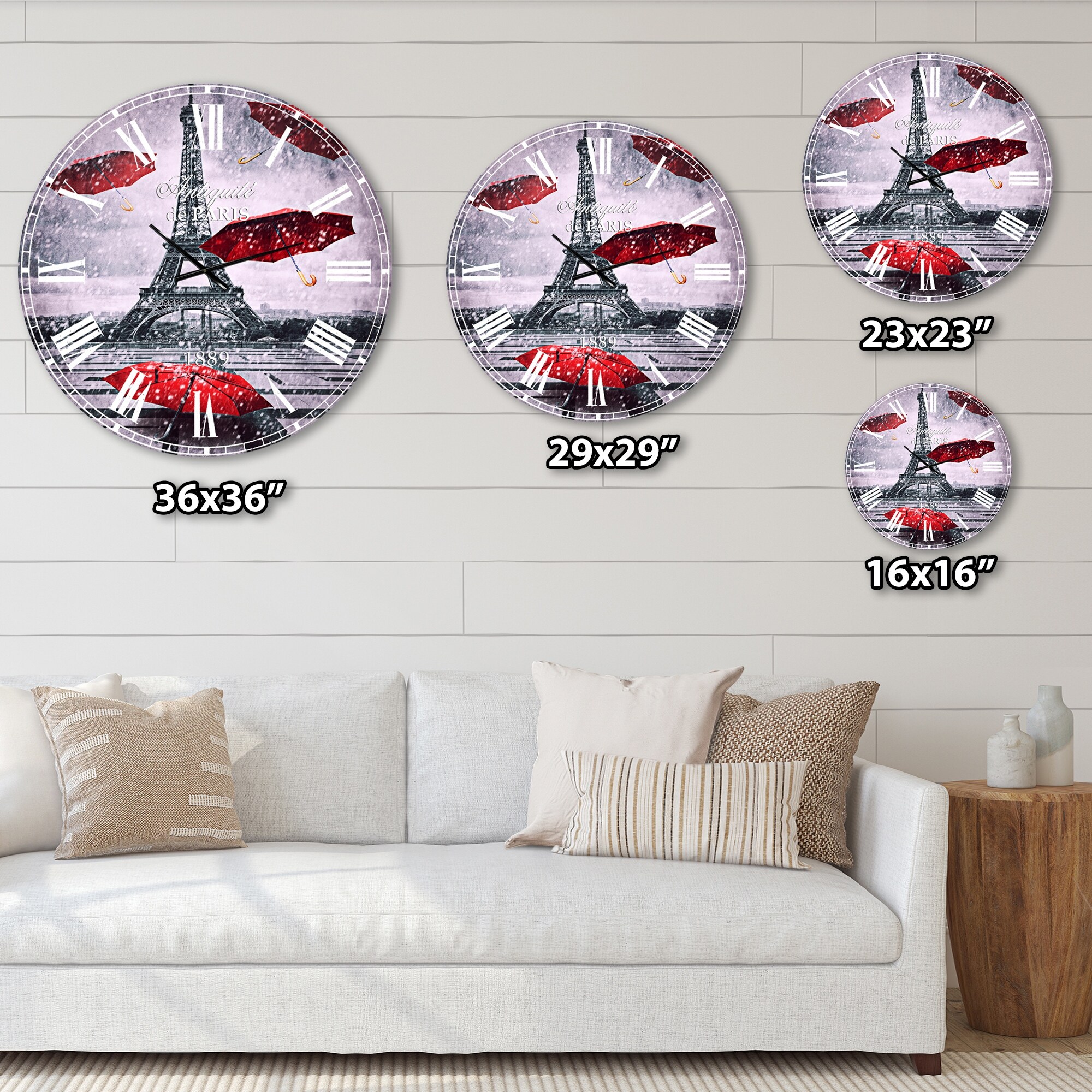 Designart Flying Umbrella and Eiffel Tower Cityscape Wall Art-image