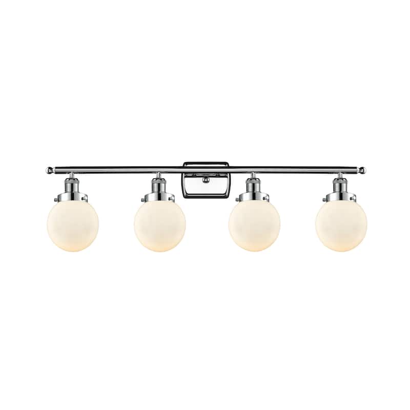 Innovations Lighting 916-4W-11-36 Beacon Vanity Beacon 4 Light 36" - Polished Chrome / Matte White