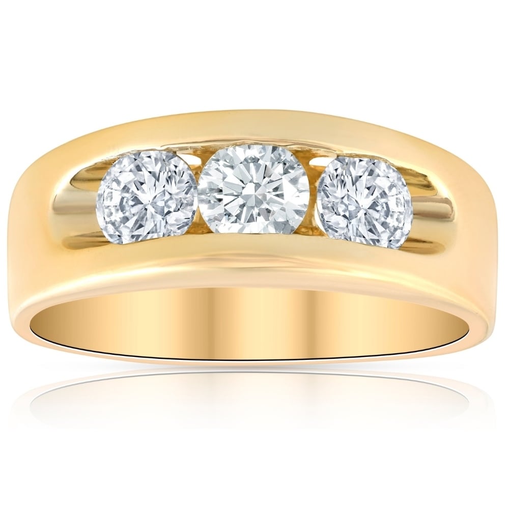 Bliss Diamond 2Ct Diamond Mens Three Stone Ring 10k Yellow Gold