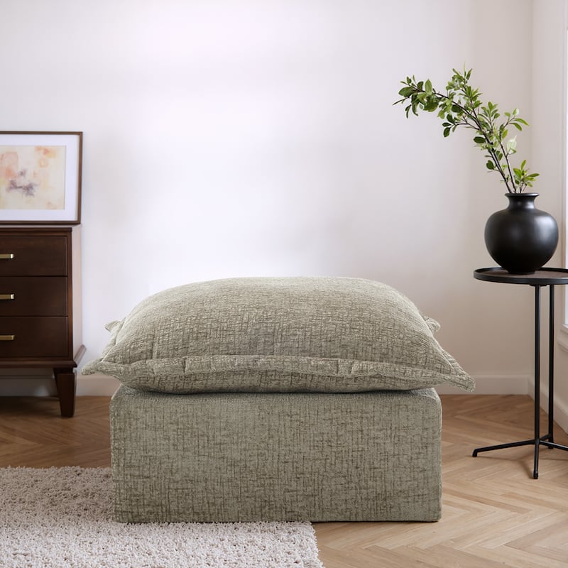 31.7"W Oversized Chenille Upholstered No Assembly Square Ottoman
