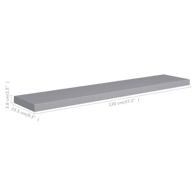 Gima Hanging Wall Shelf, Honeycomb MDF, Gray, Rectangular 47 Inch
