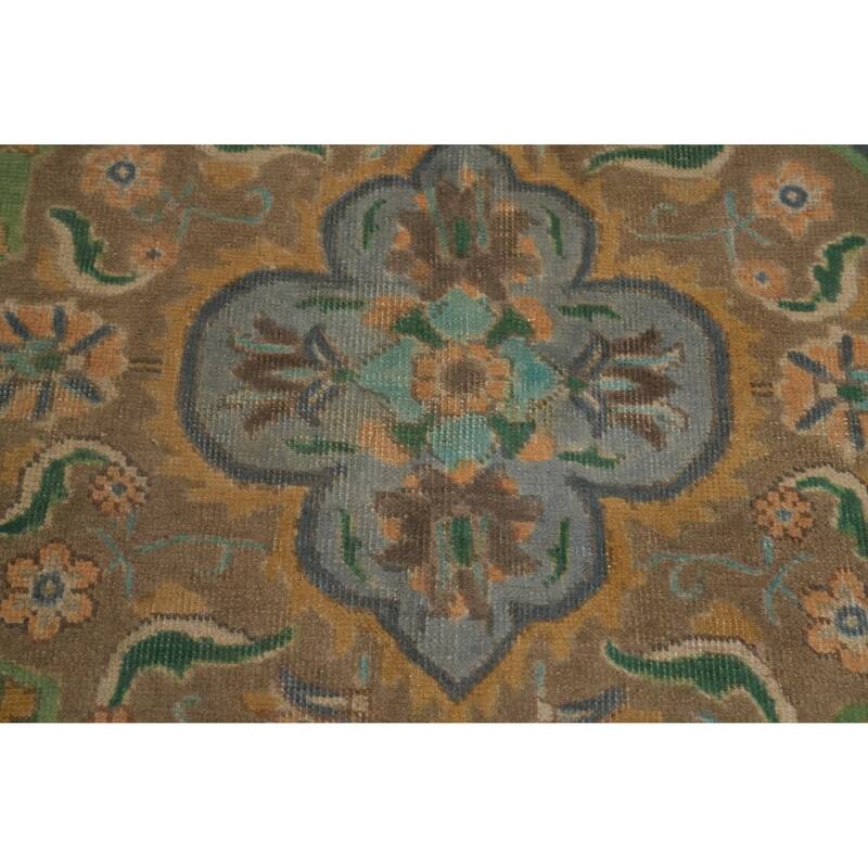 Hand Knotted Oriental 100% Wool Carpet Traditional Floral Oranges & Rust Tabriz Area Rug - 8' 7'' X 6' 6''