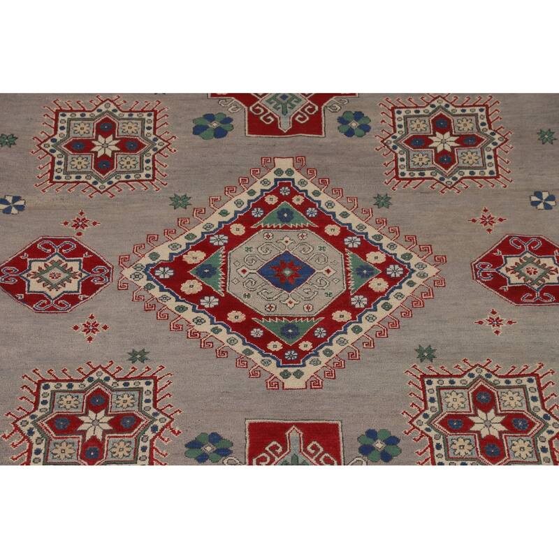 Geometric Kazak Large Area Rug Handmade Wool Carpet - 9'7" x 13'7"