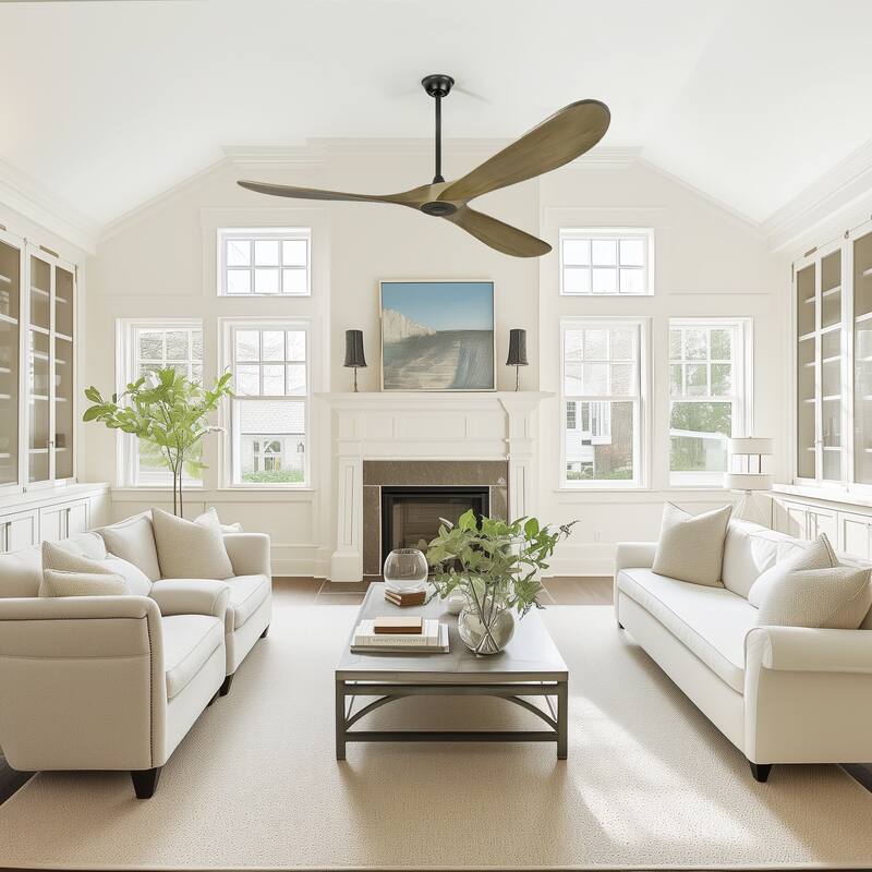 72"Large Size Solid Wood Ceiling Fan without Lights with Remote Control and Wall Switch, for Patio,Indoor,Living Room,Bedroom