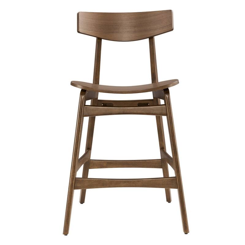Spruce & Spring Modern Farmhouse Bar Stool with Bentwood Back and Saddle Seat