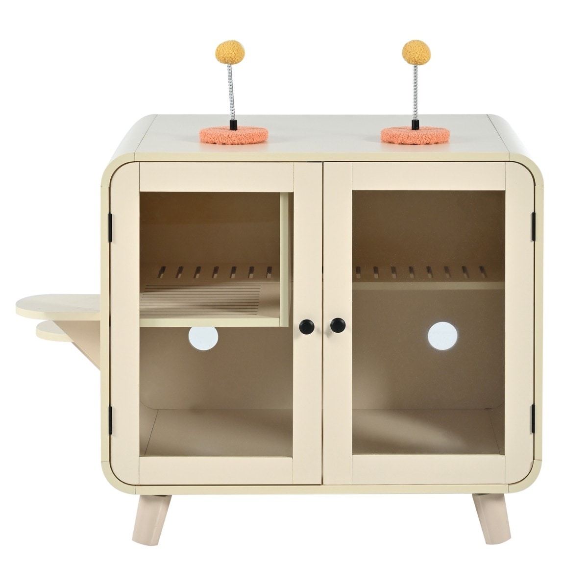 31-in RGB LED MDF Glass Hidden Litter Box Cabinet Cat House