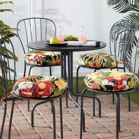 15-inch Round Aloha Floral Outdoor Bistro Chair Cushion (Set of 4) by Greendale Home Fashions