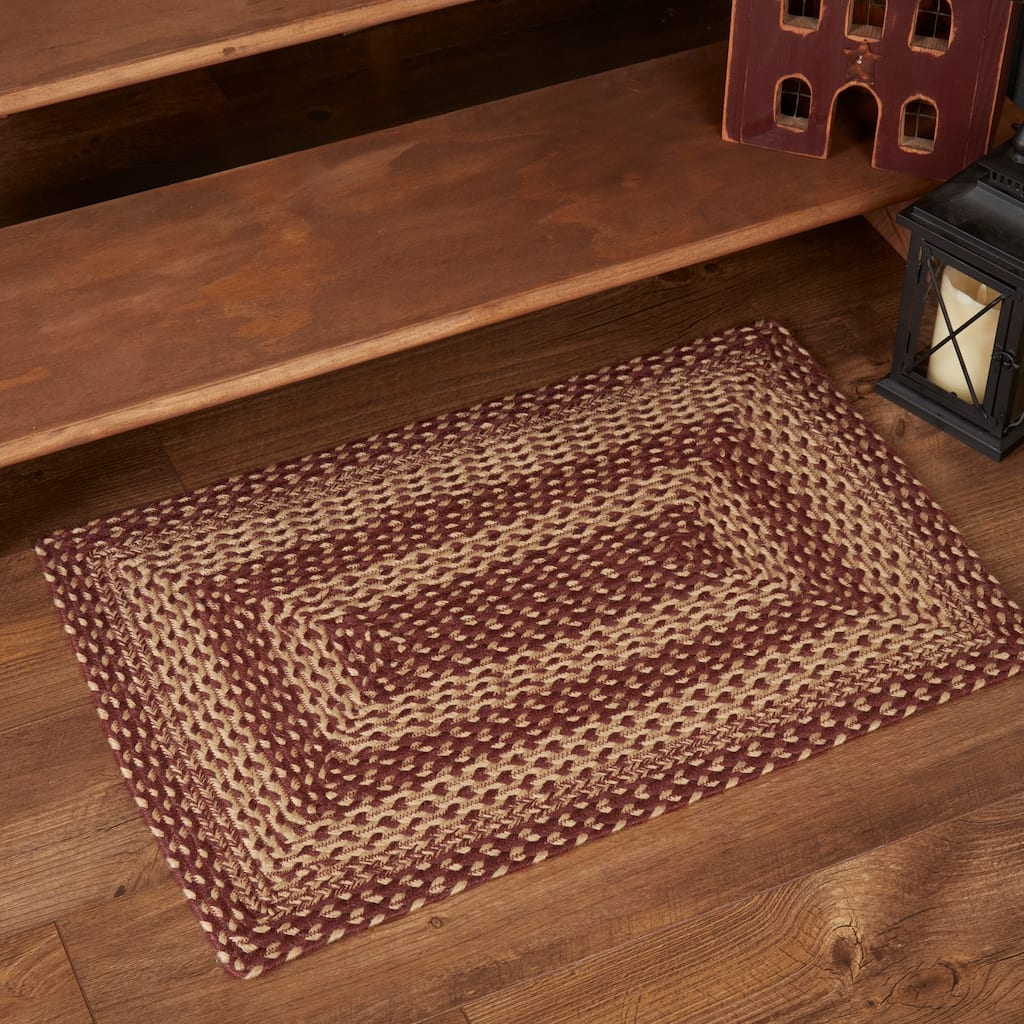 Burgundy Tan Jute Rug Rect w/ Pad 20x30 - 20" x 30" Rectangle