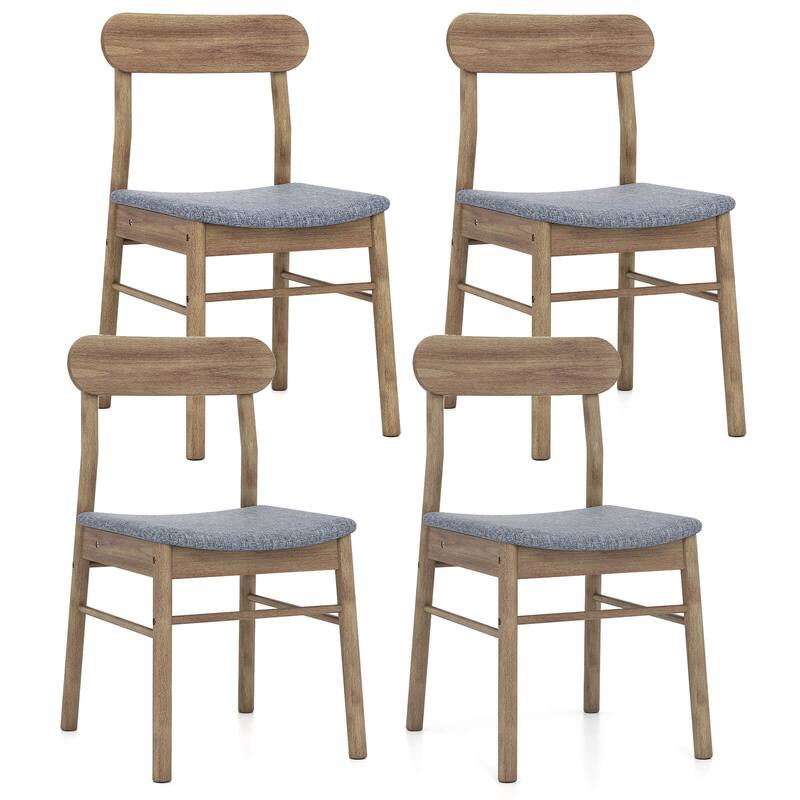Costway 2/4 PCS Dining Chair Fabric Upholstered Kitchen Armless Chairs - See Details - Set of 4