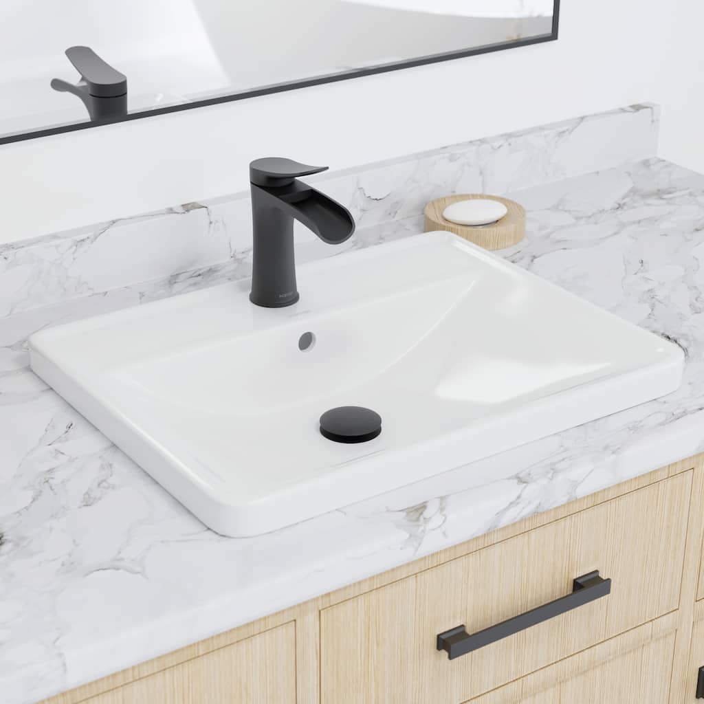 Karran Valera 21" Top Mount Vitreous China Bathroom Sink in White with Overflow Drain