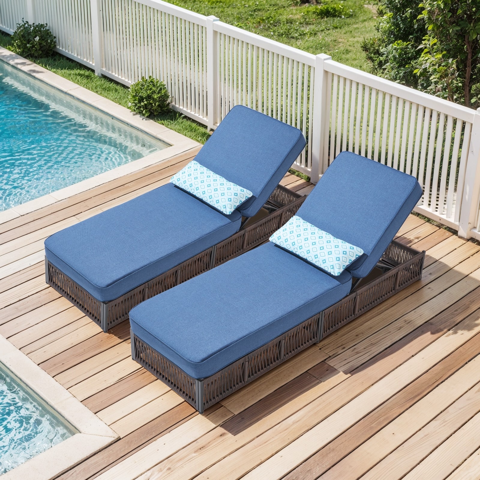 Option 2-Piece Lounge Chair Blue Cushion