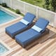 Option 2-Piece Brown Wicker Blue Cushion